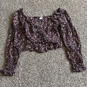 Floral Off-Shoulder Peasant Blouse